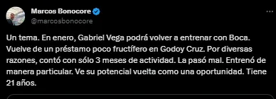 Vega volverá a Boca.