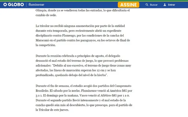 Medio brasilero "O Globo".