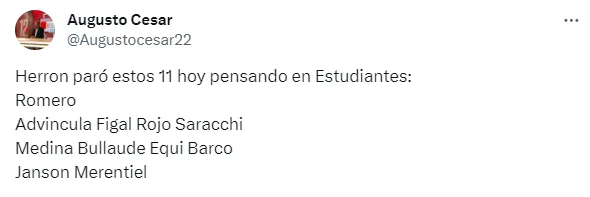 El equipo que paró Mariano Herrón. (Captura)