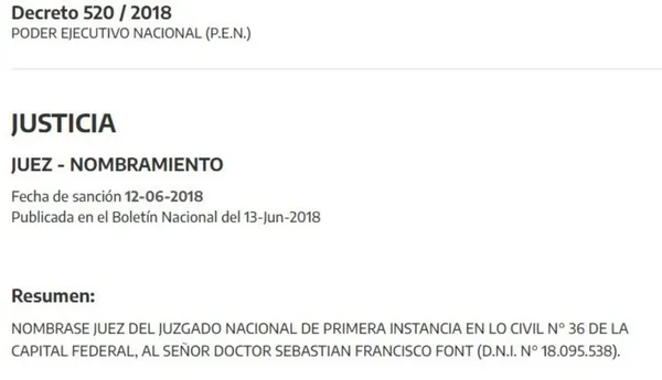 Nombrado por Mauricio Macri.