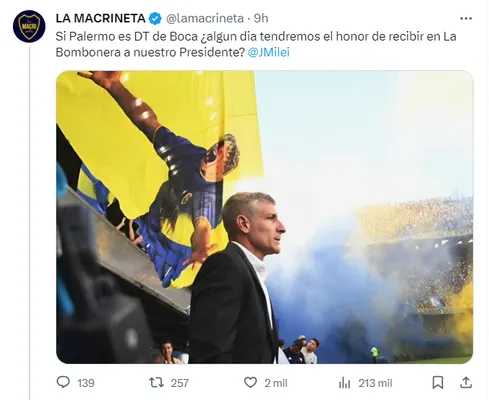 El tuit inicial al que respondió Milei.
