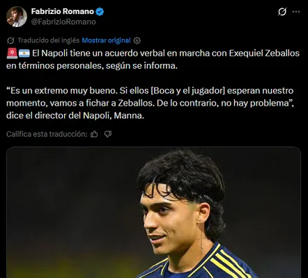 Napoli habló de Zeballos. (Captura)