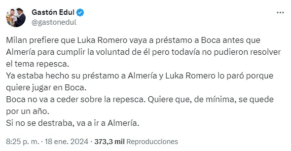Milan y Boca aún no han llegado a un acuerdo por Luka Romero. (Captura)