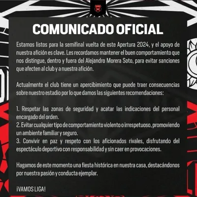 El comunicado de Liga Deportiva Alajuelense reclamando su lugar en el Mundial de Clubes 2025.