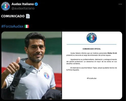 Walter Erviti no seguirá al frente de Audax Italiano. (Captura)
