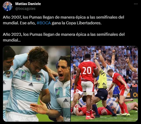 La coincidencia del Mundial de Rugby con la obtención de la Copa Libertadores de Boca en el 2007 (Captura)