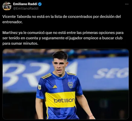 Taborda no será tenido en cuenta. (Captura)