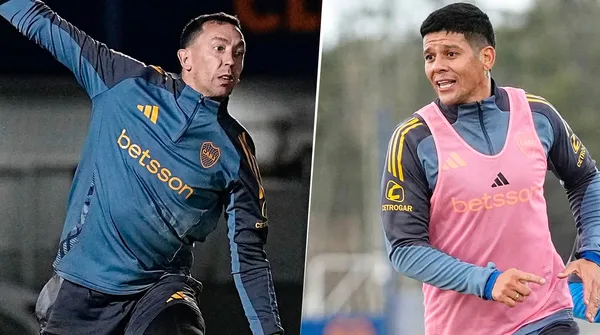 Marchesín y Rojo, no terminaron la práctica de fútbol. (@javierphotogamma)