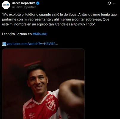 Lozano habló del interés de Boca. (Captura)