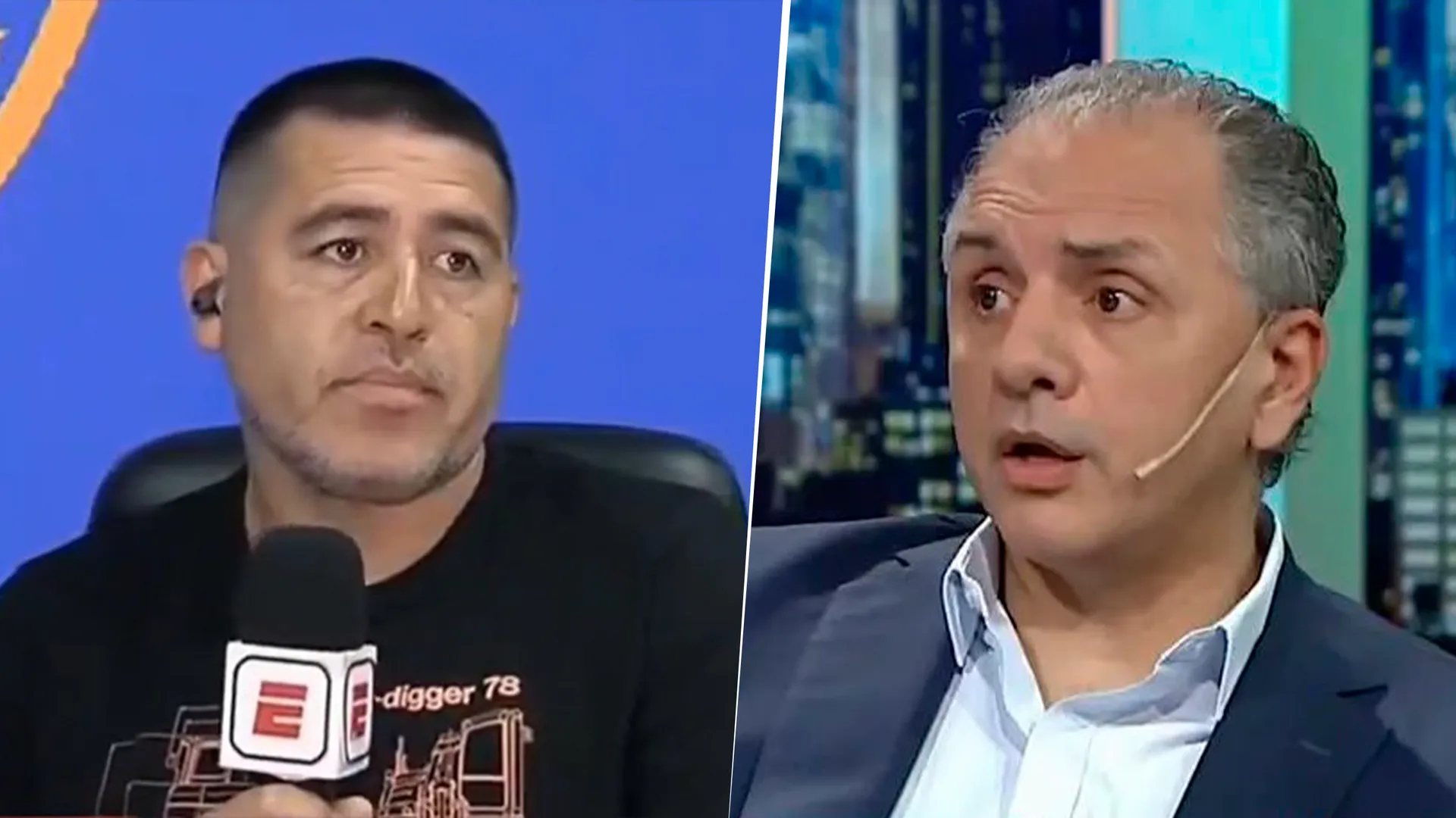 Juan Román Riquelme, presidente de Boca, y Adrián Ruocco, representante de Valentín Barco
