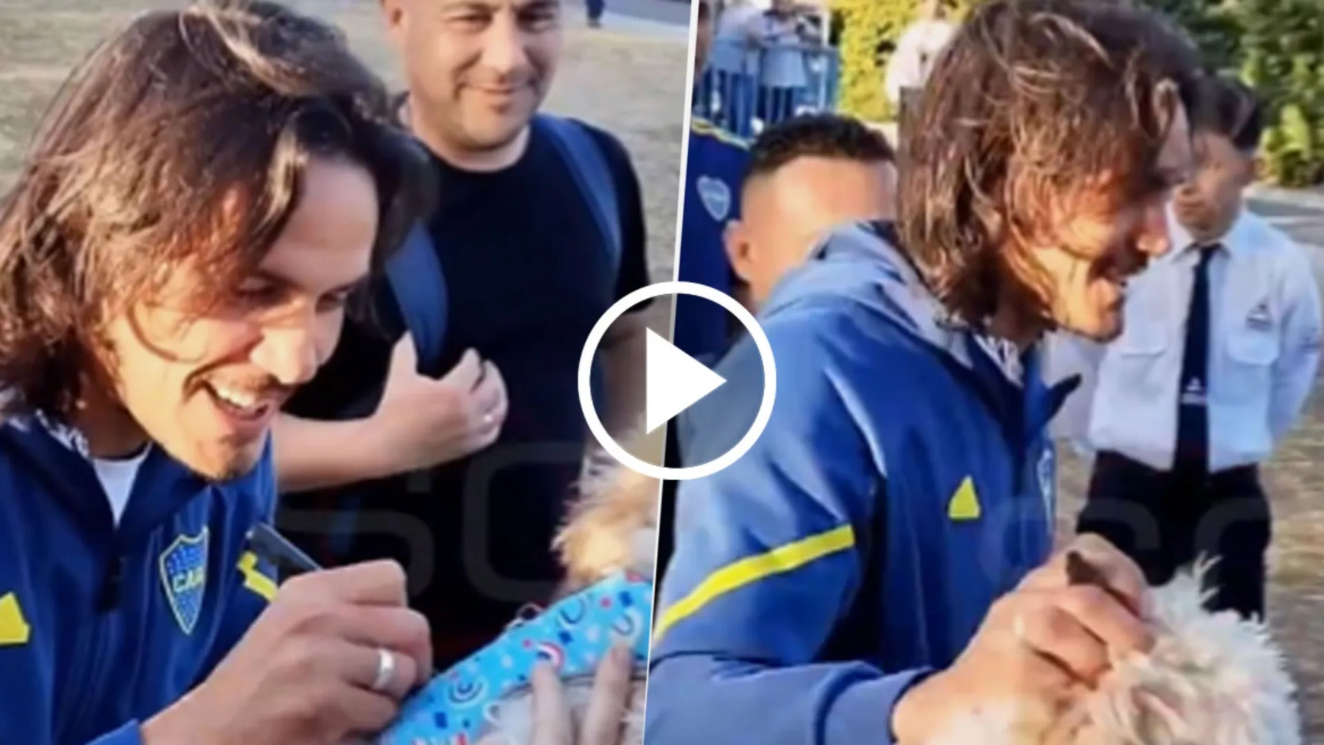 VIDEO | Edinson Cavani le firmó un autógrafo ¡a un perro! en la llegada de Boca a Córdoba