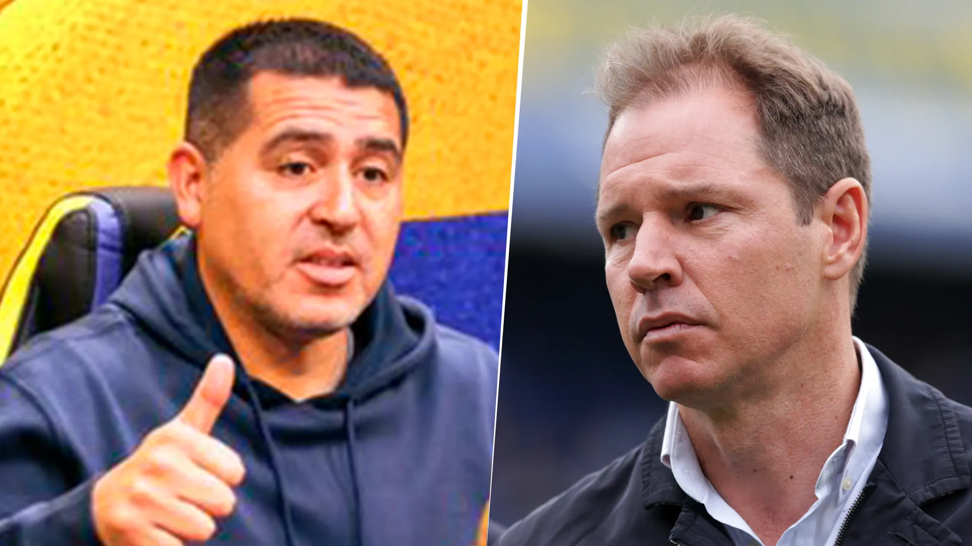 Juan Román Riquelme y Jorge Brito, presidente de River