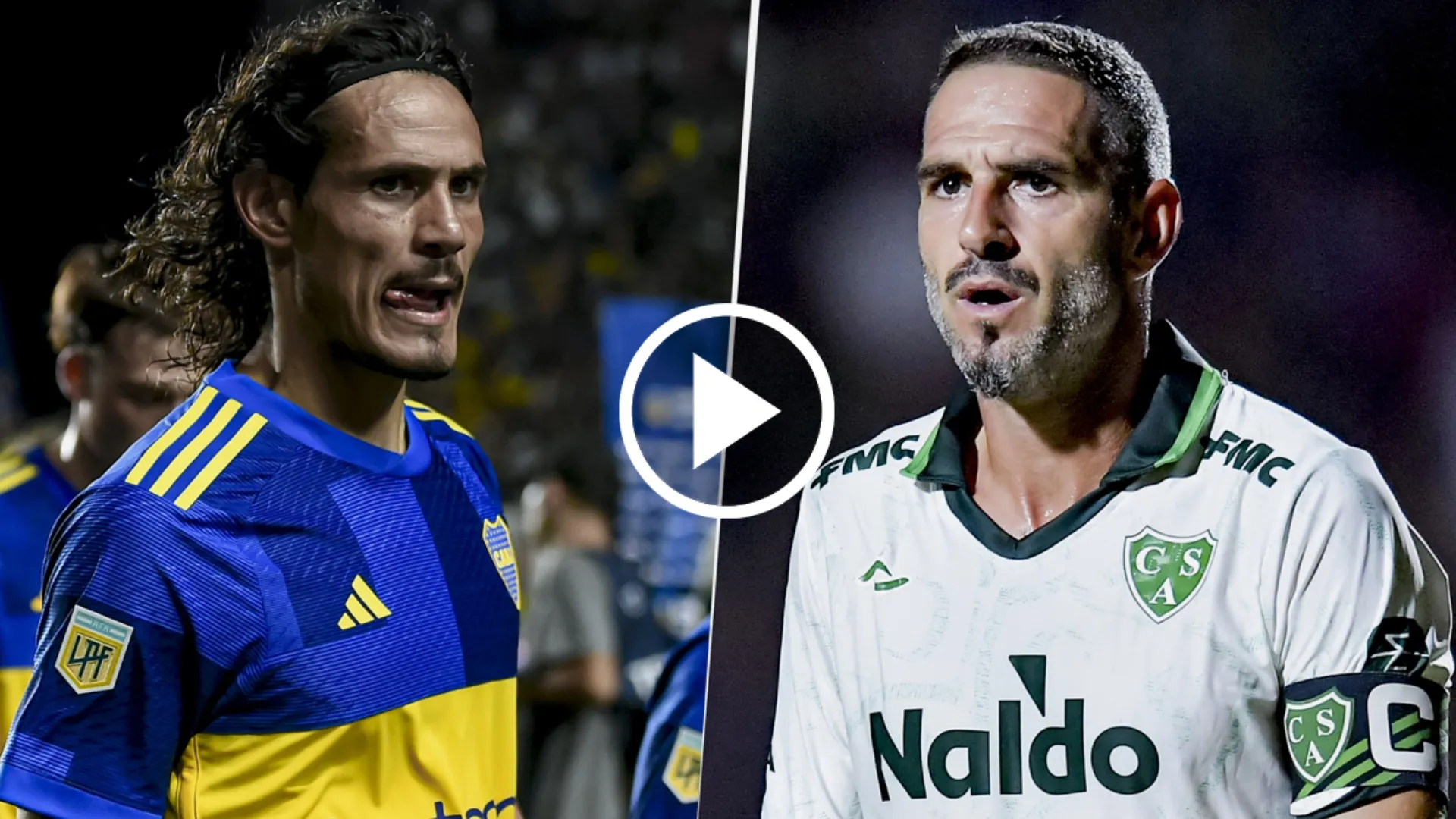 La burla de Lisandro López tras el gol errado por Edinson Cavani en Boca-Sarmiento