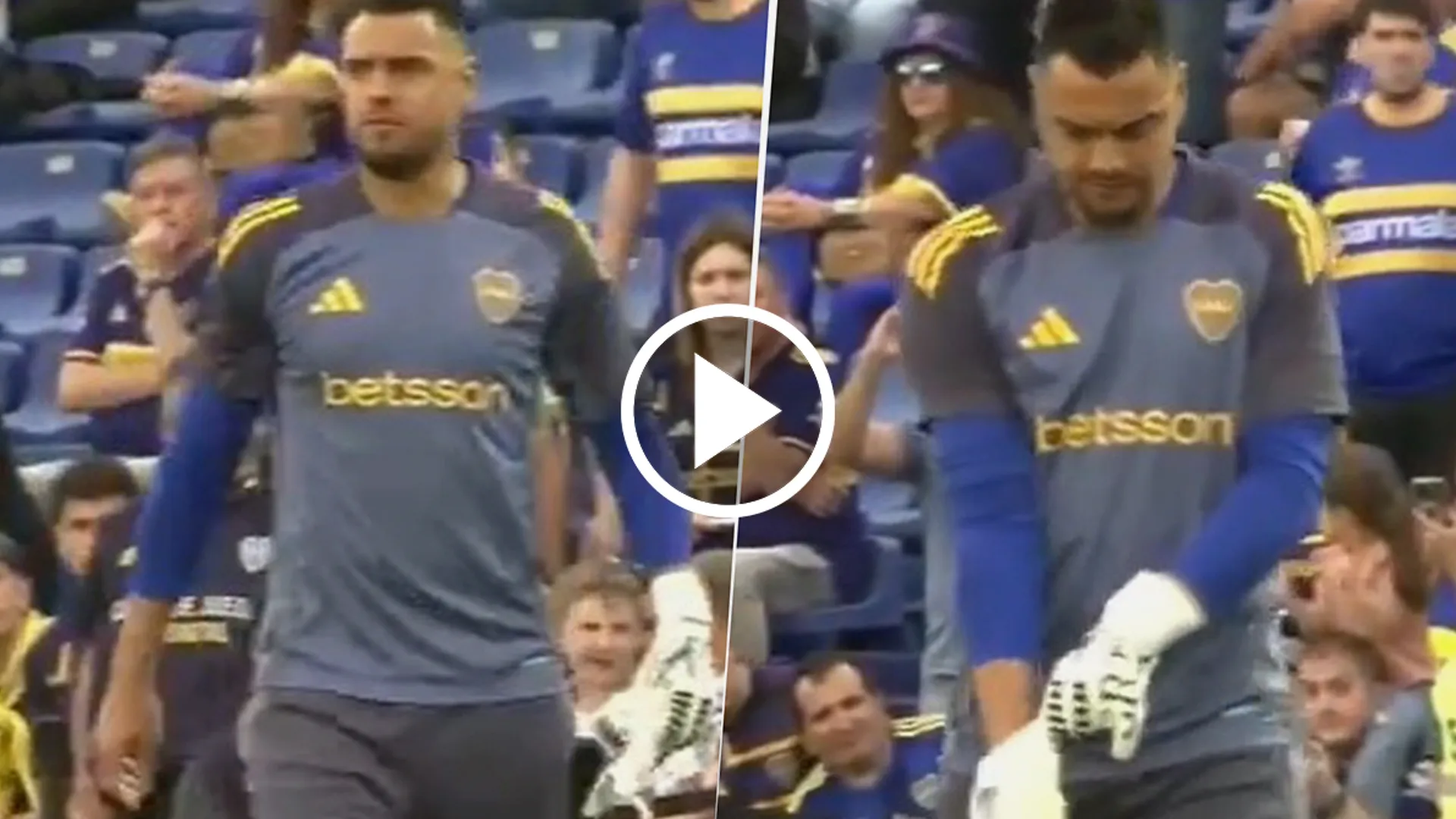 Sergio Romero salió a calentar en La Bombonera