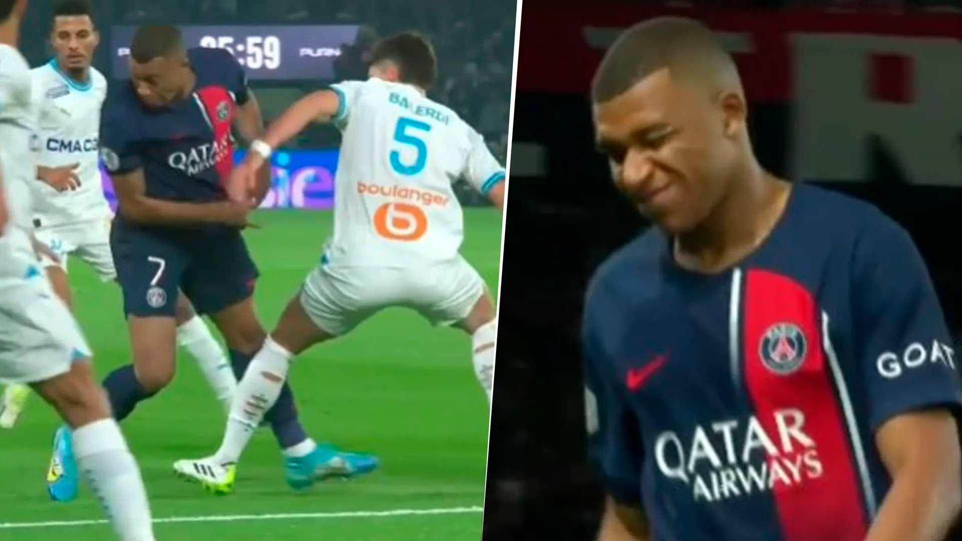 VIDEO | La patada de Balerdi que lesionó a Mbappé