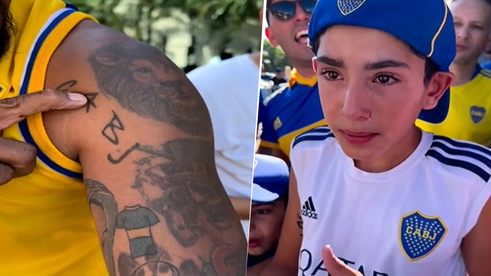 Locura en Córdoba: un hincha con todo el cuerpo tatuado de Boca y la emoción de un niño por Zeballos