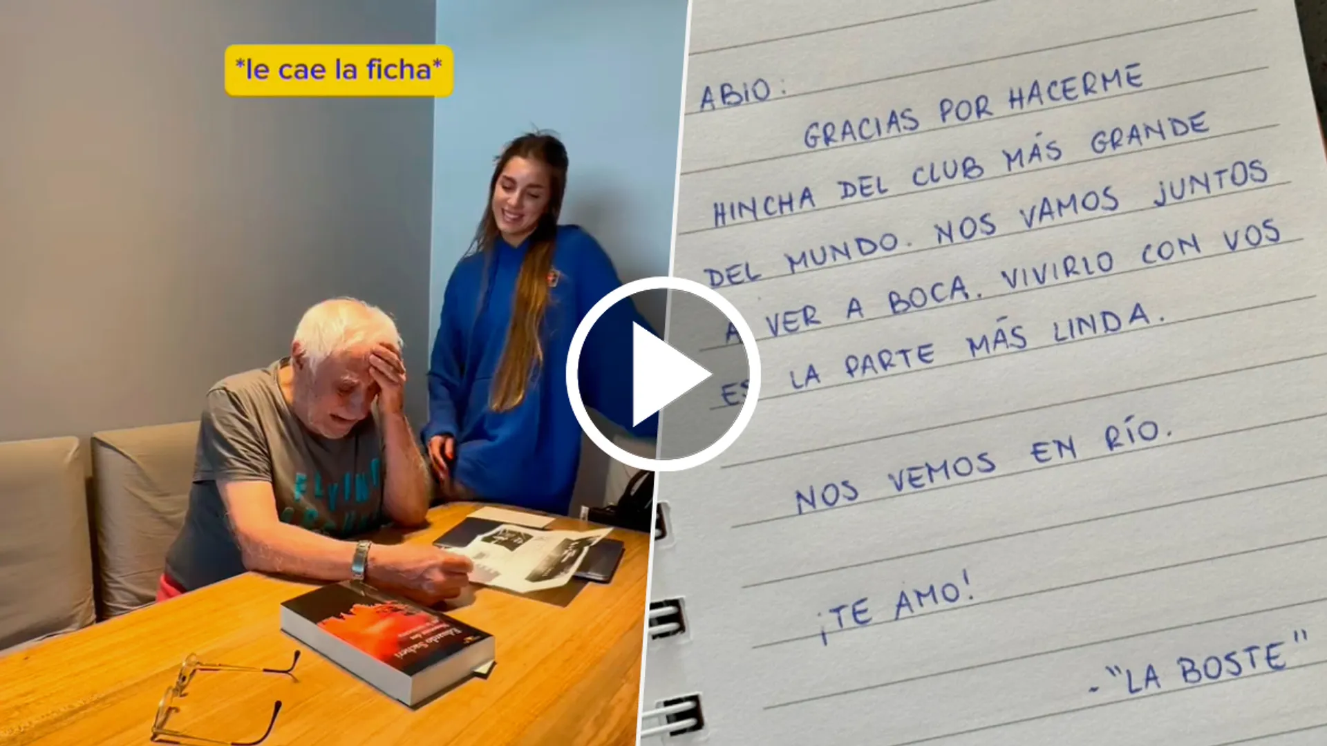 VIDEO VIRAL | Una hincha de Boca sorprendió a su abuelo con el mejor regalo: lo llevará a la final de Río