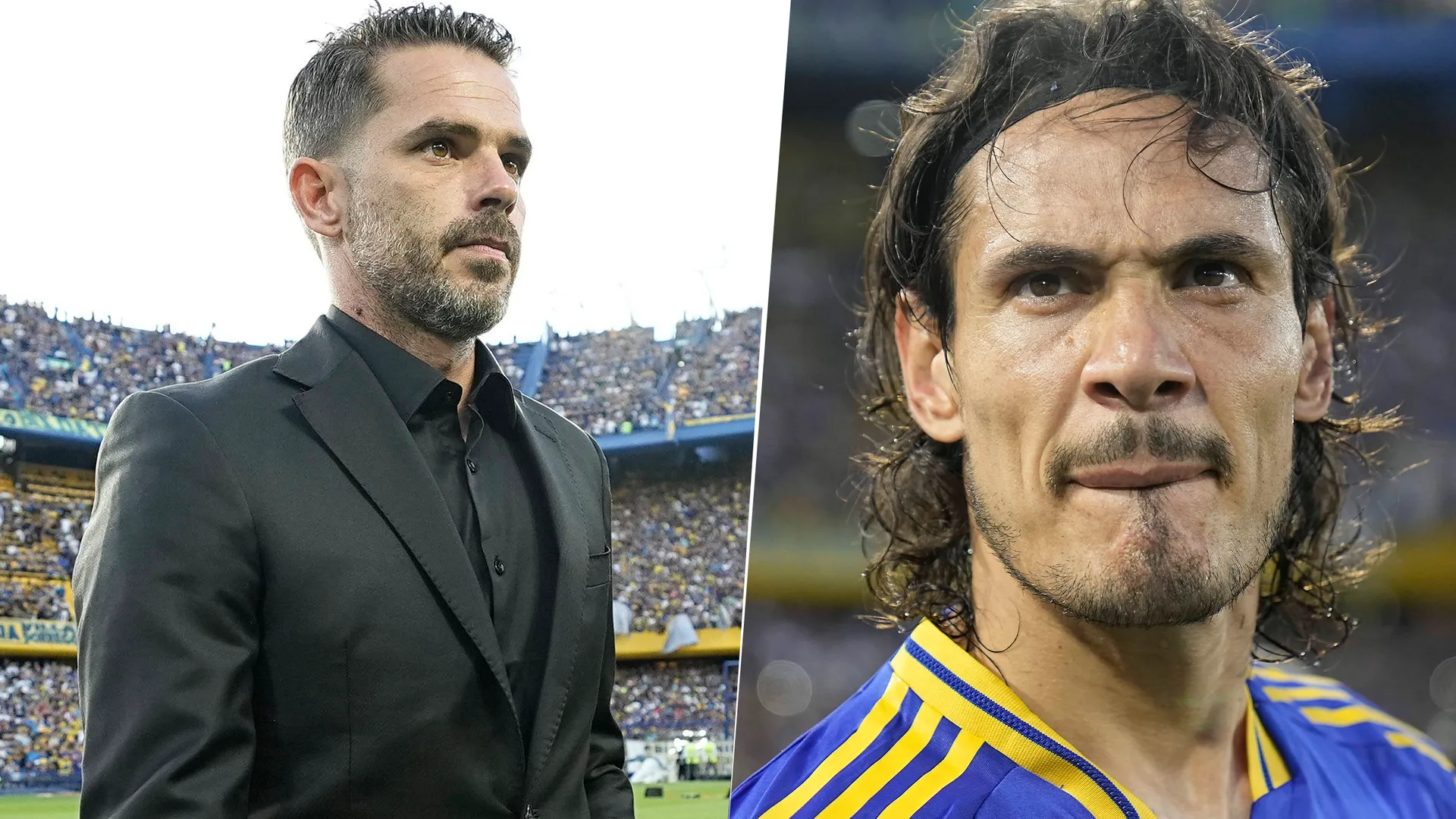 Fernando Gago y Edison Cavani en Boca