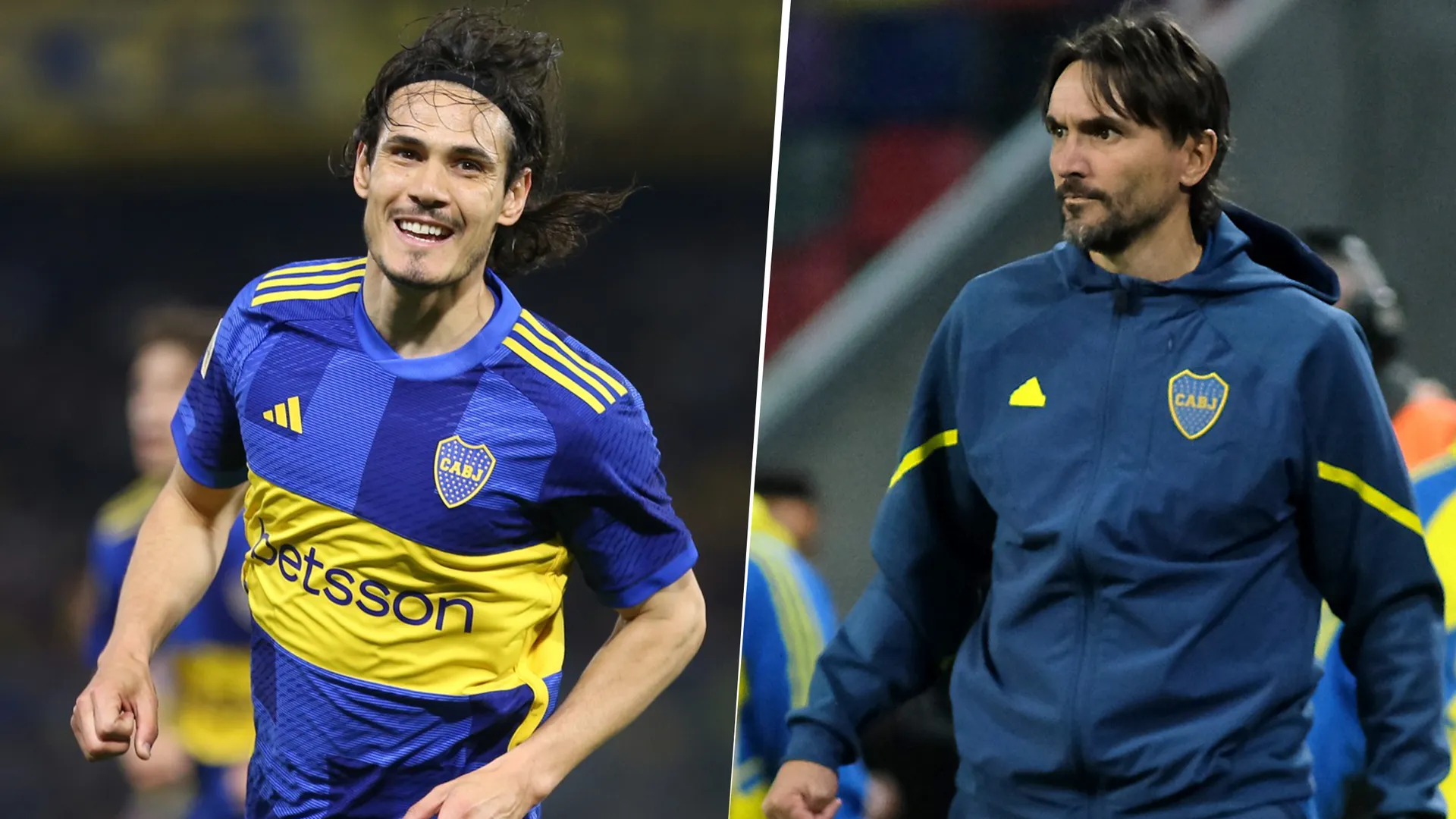 Edinson Cavani y Diego Martínez en Boca