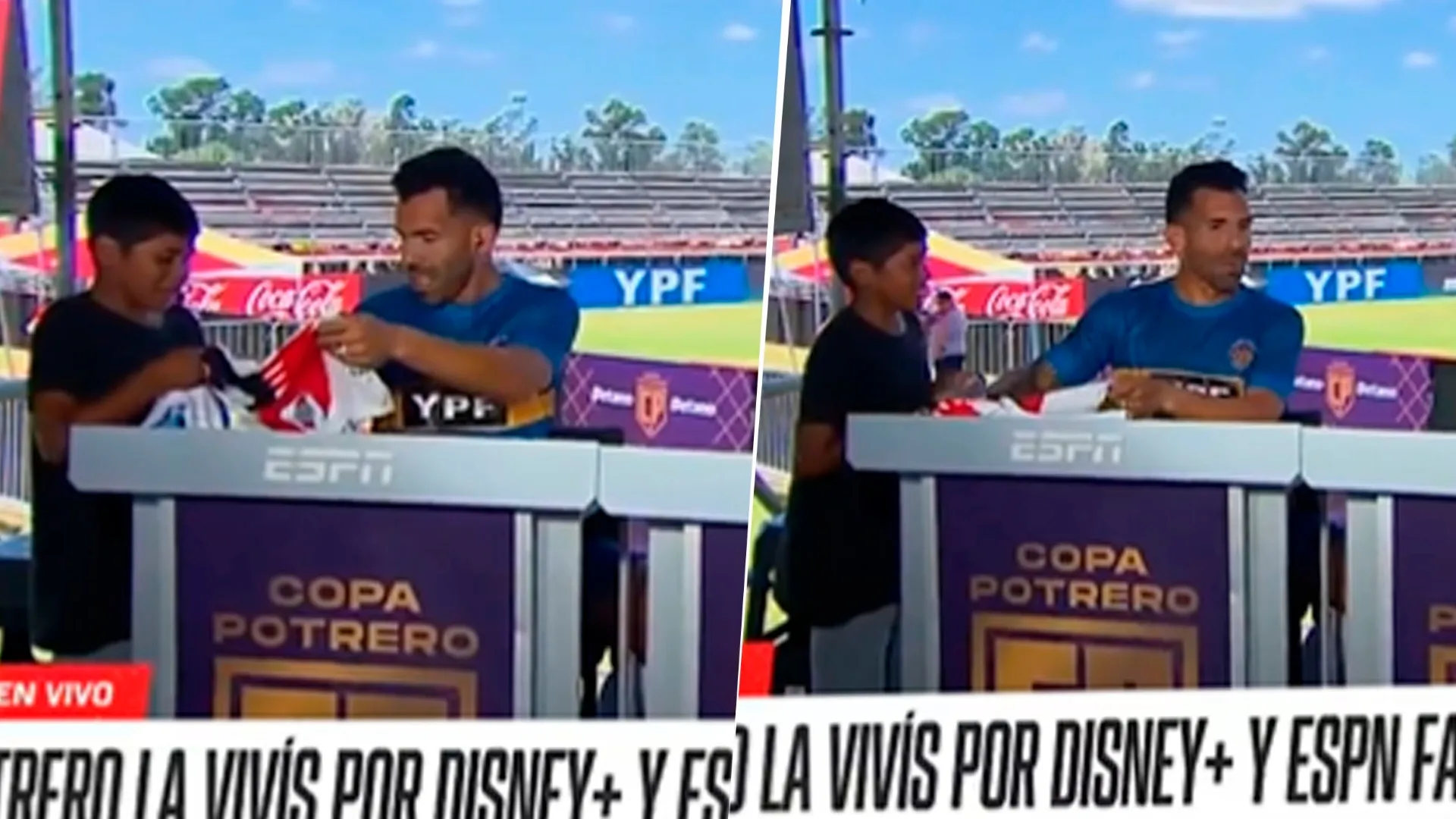 La reacción de Carlos Tevez cuando un niño le pidió que le firme la camiseta de River