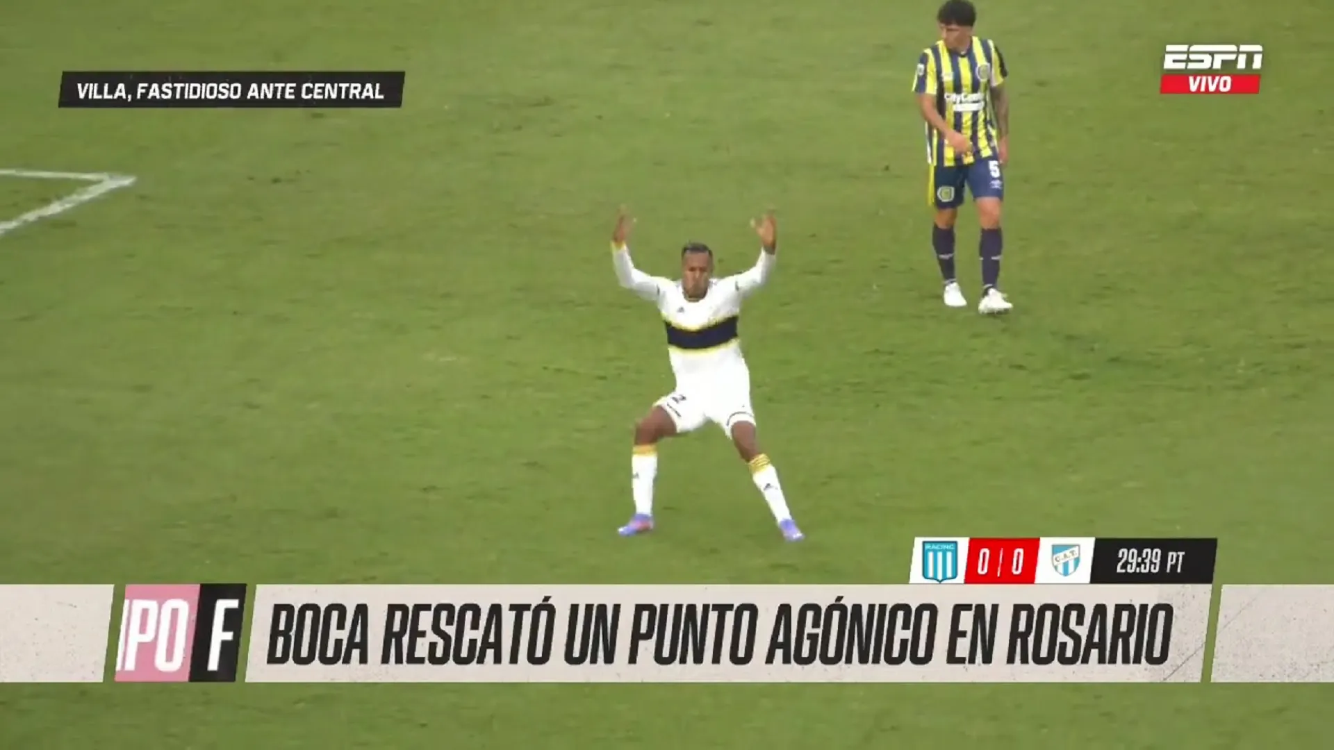 No se vio: el gesto de Villa tras el 2-2 que generó polémica en Rosario