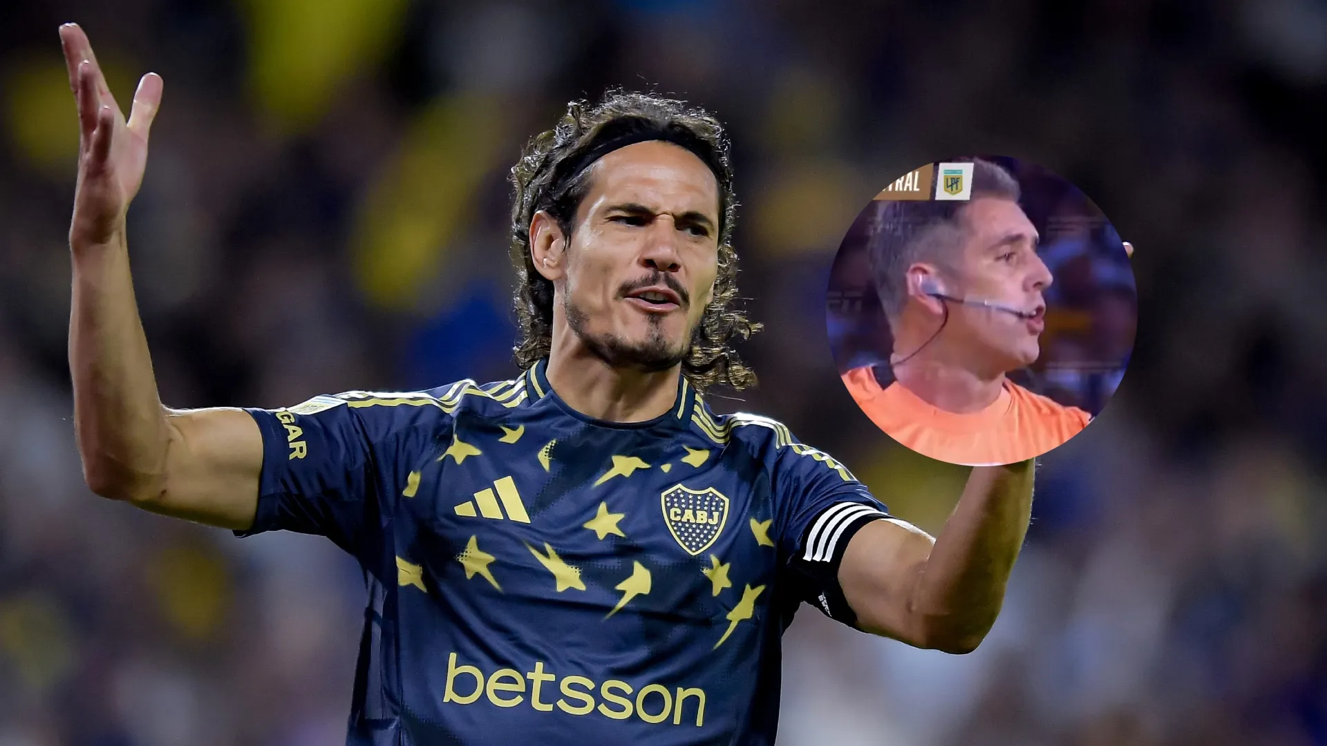La picante frase del árbitro a Cavani tras el gol que le anuló en Boca vs. Barracas Central