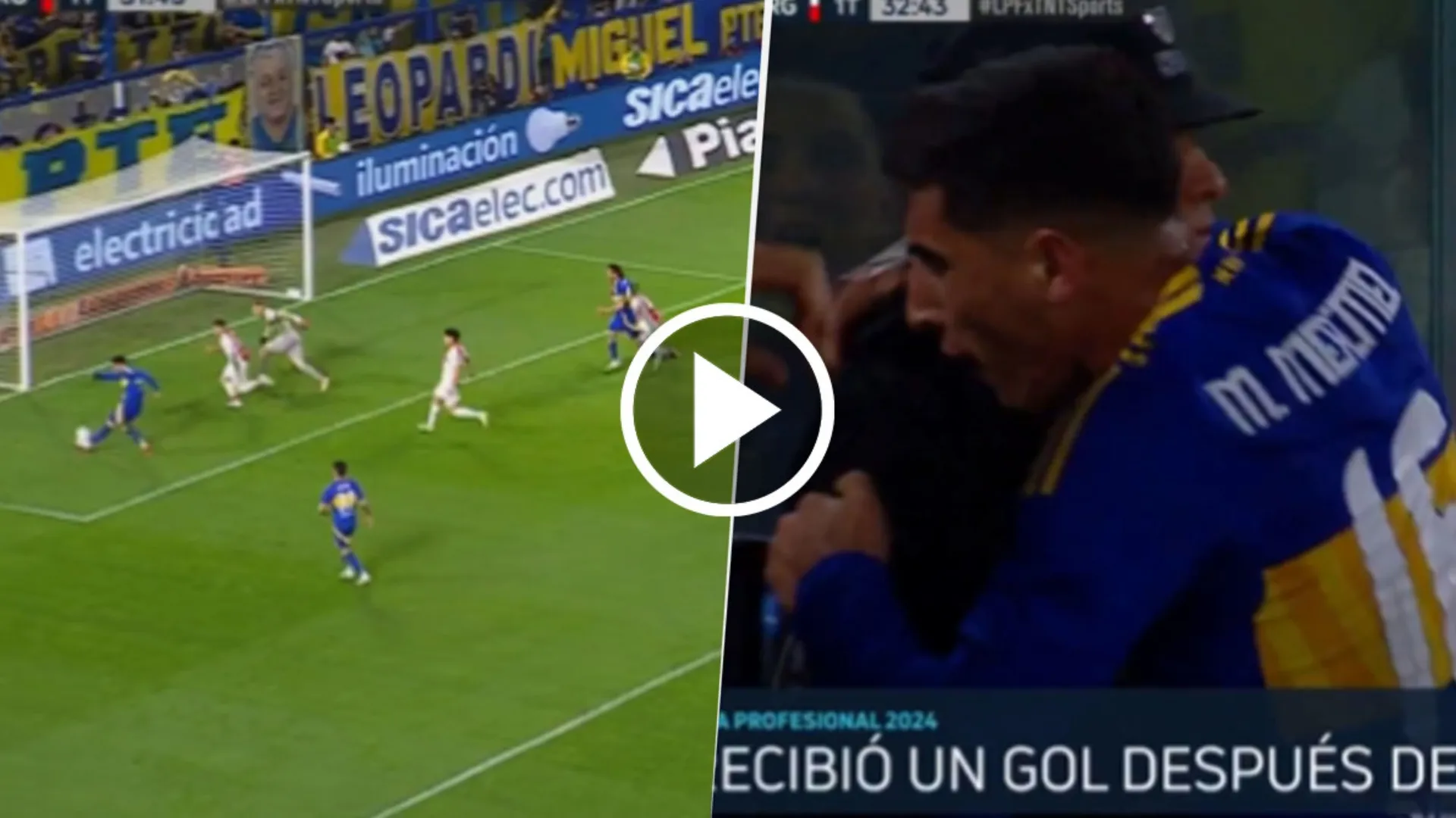 VIDEO | El gol de Merentiel para el 1-0 de Boca ante Argentinos Juniors y el festejo con un policía