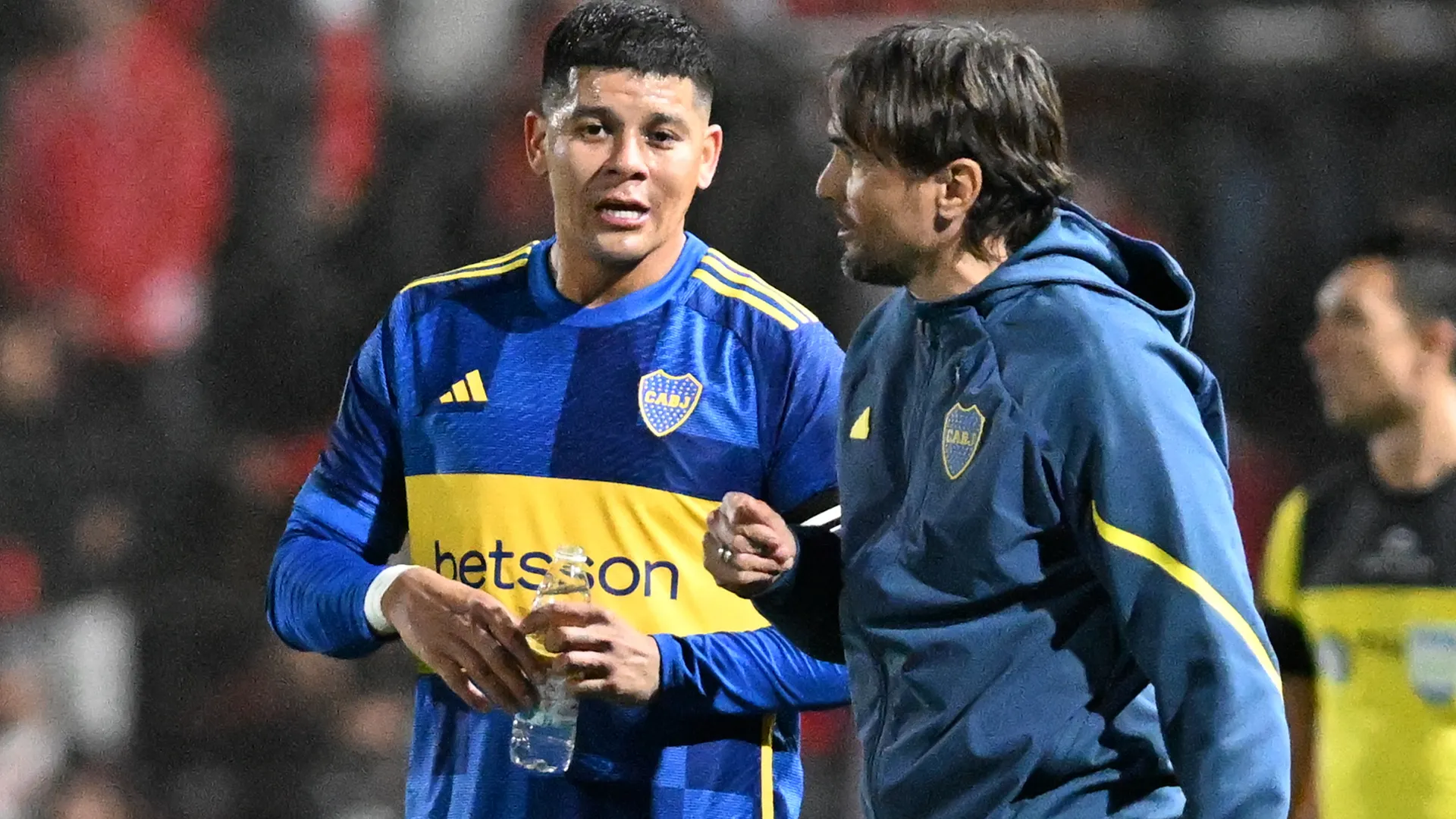 Diego Martínez y Marcos Rojo en Boca