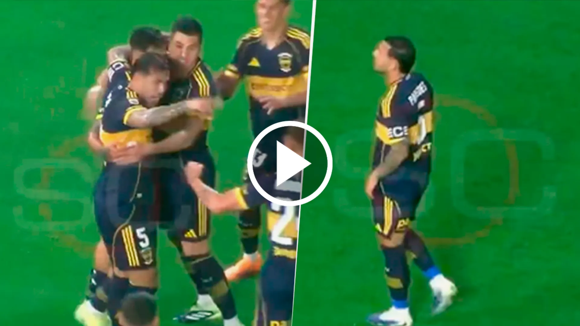 No se vio en TV: el gesto de Paredes a Barinaga después del primer gol de Boca