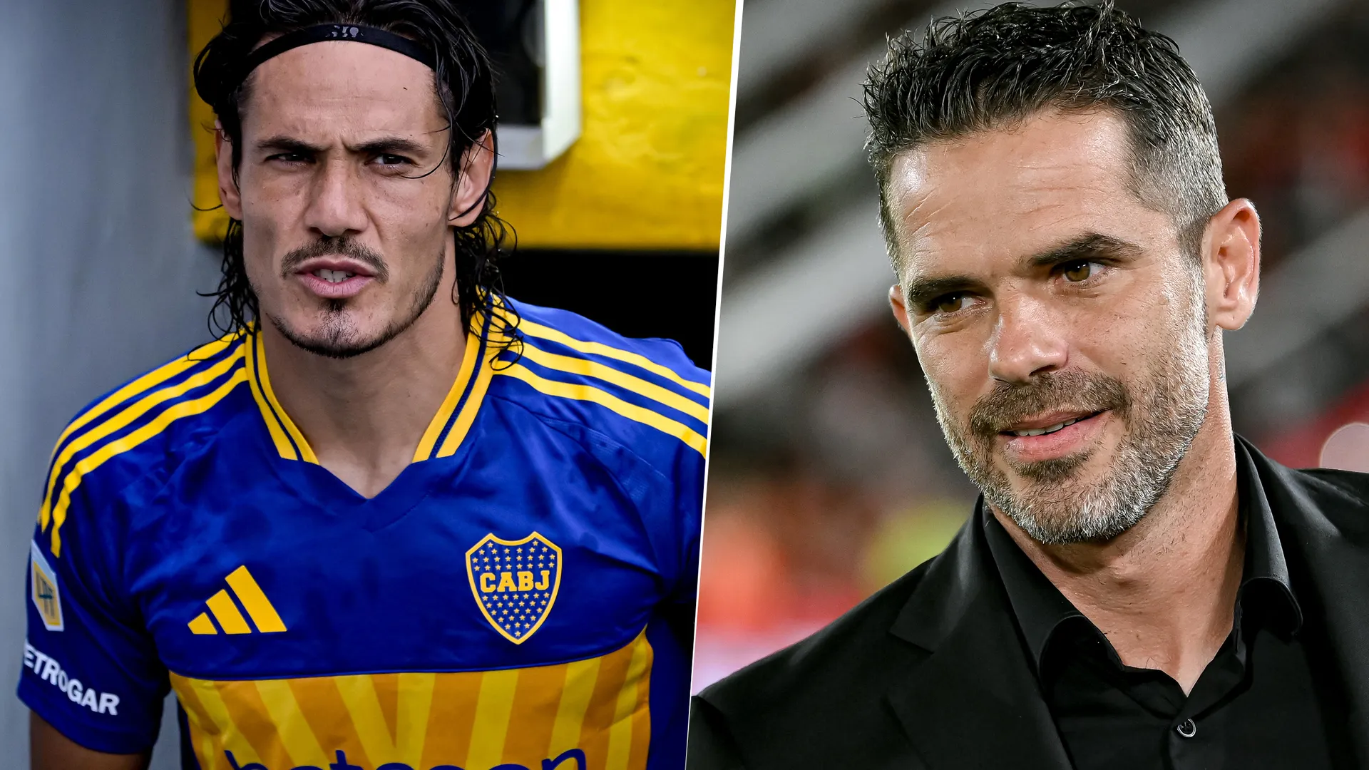 Edinson Cavani y Fernando Gago en Boca