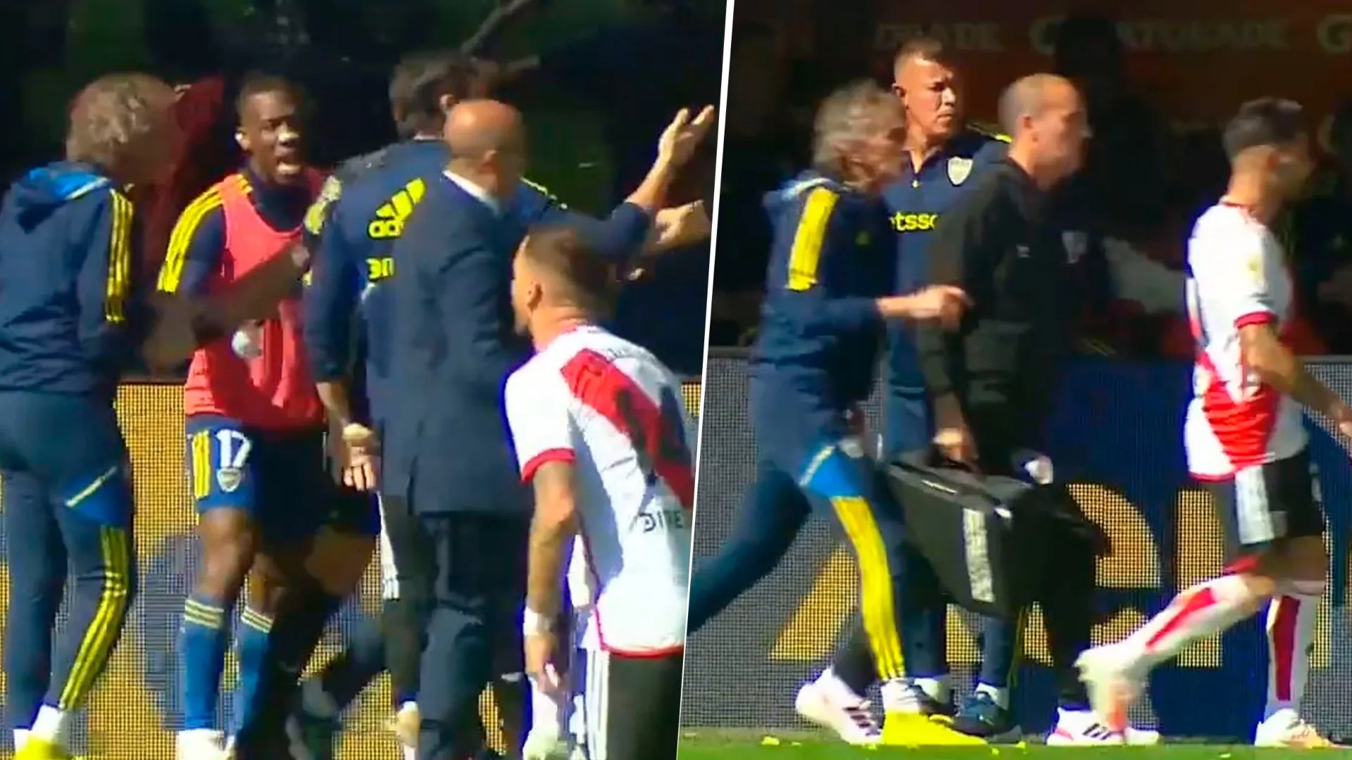 VIDEO | El reclamo de Gayoso y el cuerpo técnico de Boca a Casco cuando salió de la cancha