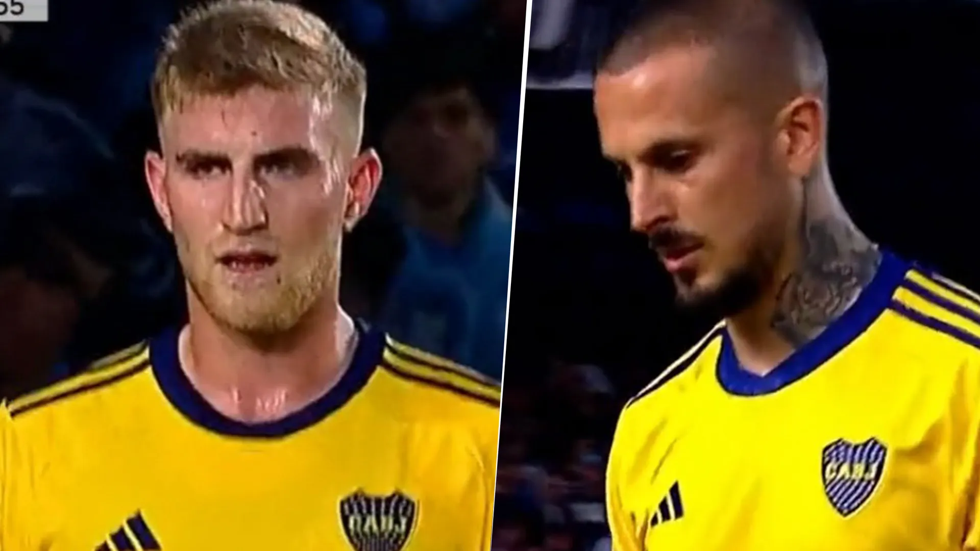 Nicolás Valentini y Darío Benedetto en Boca vs. Racing