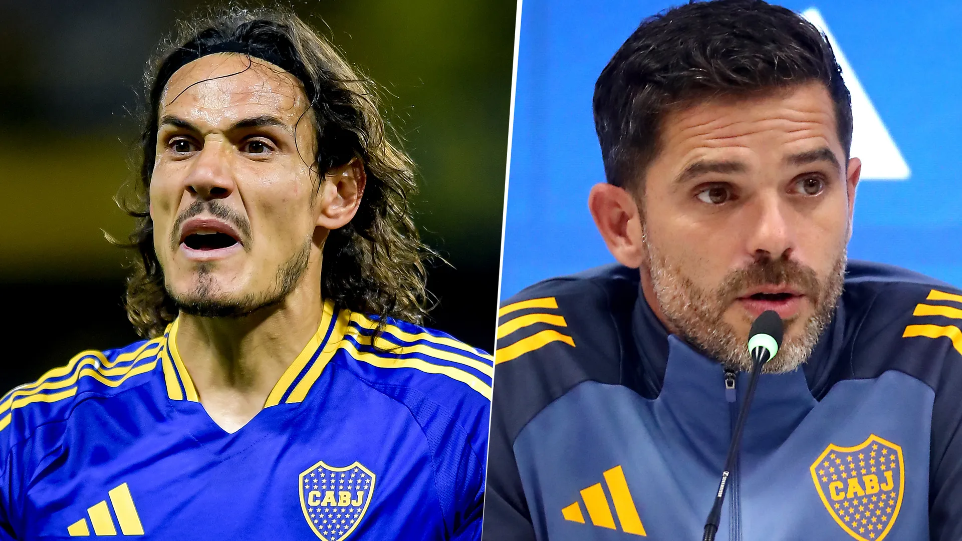 Edinson Cavani y Fernando Gago en Boca