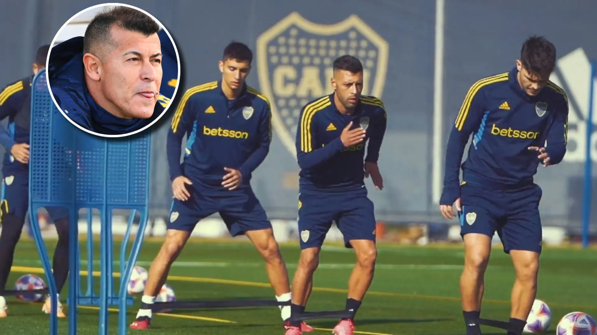 Boca entrenando en el Predio
