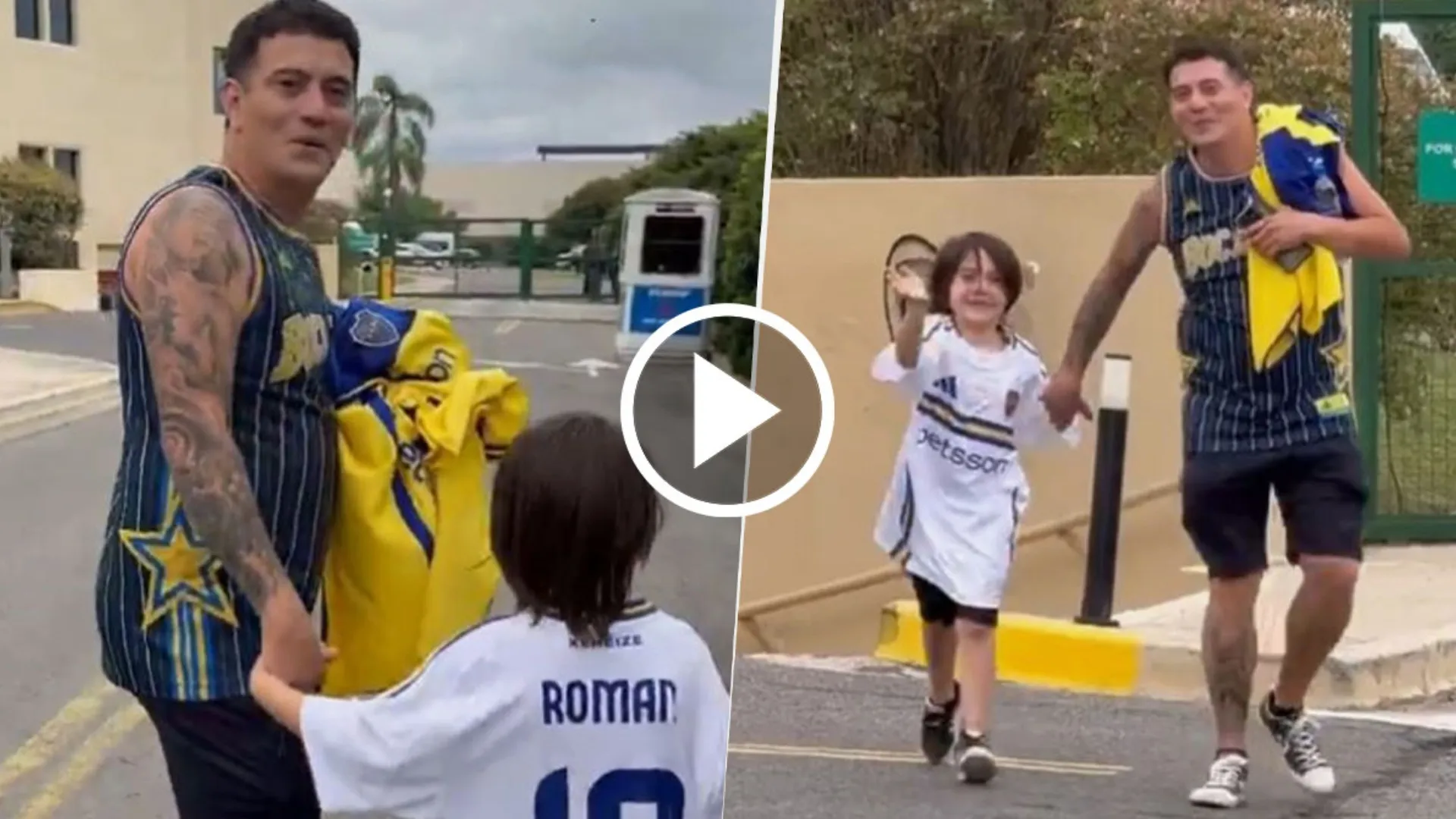 VIDEO | Emotivo: Riquelme y un encuentro que alegró a un hincha de Boca y su hijo