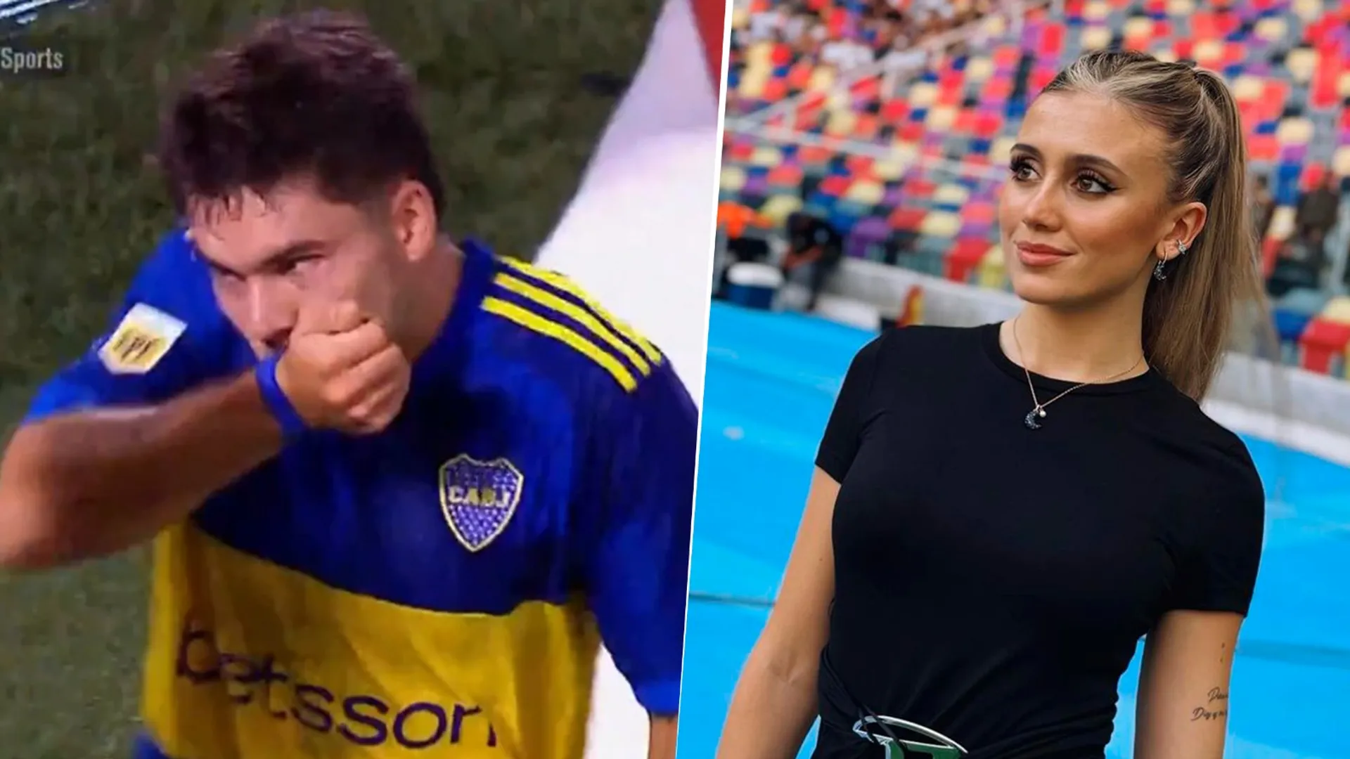 Morena Beltrán y una intimidad del festejo de Blondel vs. Racing