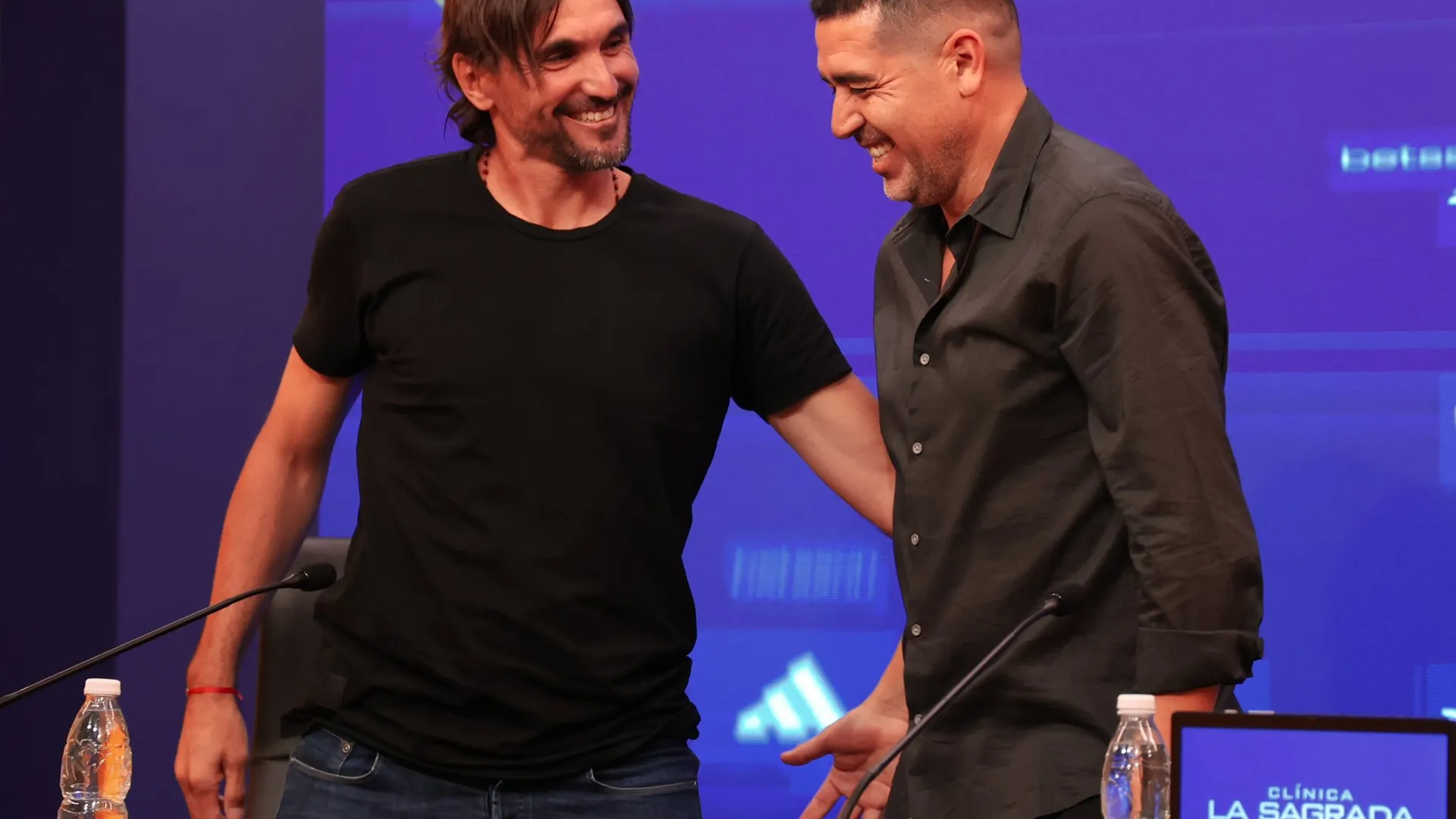 Diego Martínez y Juan Román Riquelme en Boca