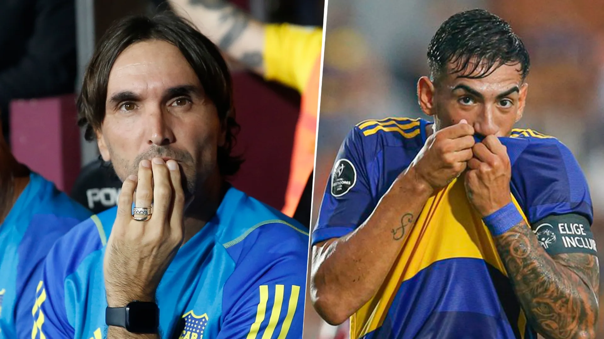 Diego Martínez, entrenador de Boca, y Di Lollo, juvenil xeneize