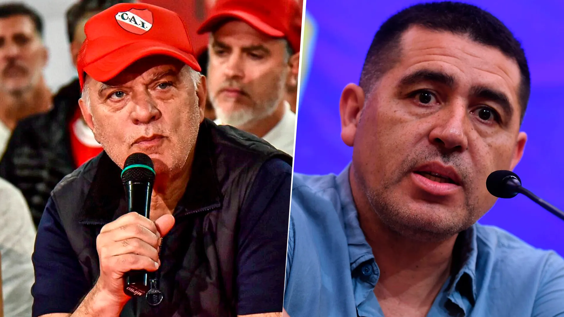 Néstor Grindetti y Juan Román Riquelme, presidentes de Independiente y Boca