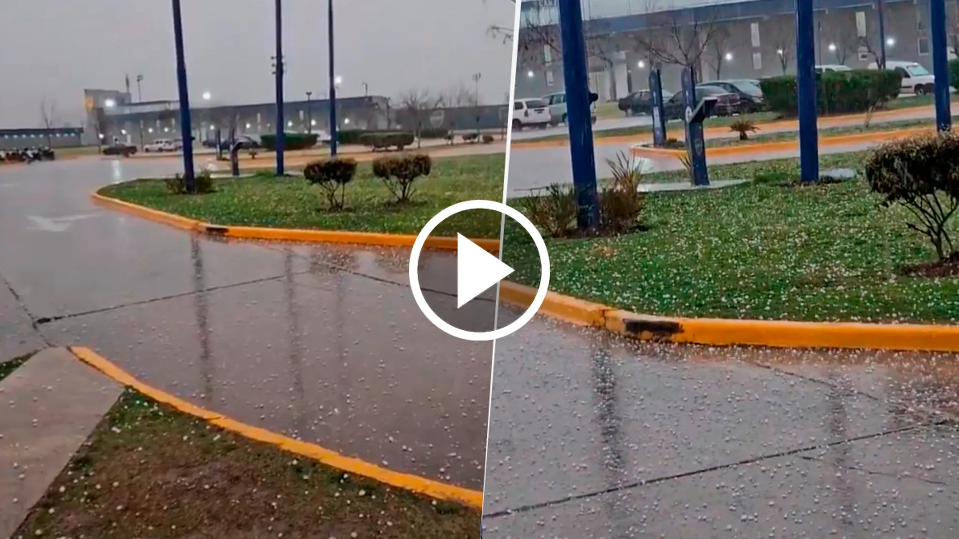 VIDEO | Fuerte temporal en Ezeiza: granizo gigante en Boca Predio antes del Superclásico