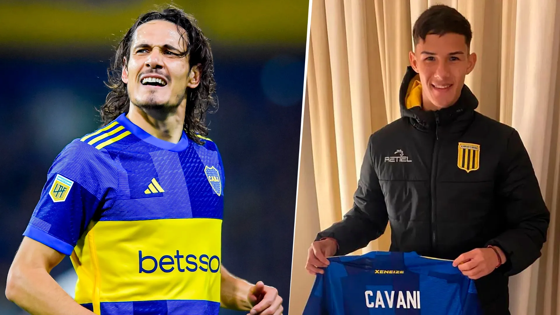 Edinson Cavani y un mensaje especial al juvenil de Almirante Brown que le regaló su camiseta