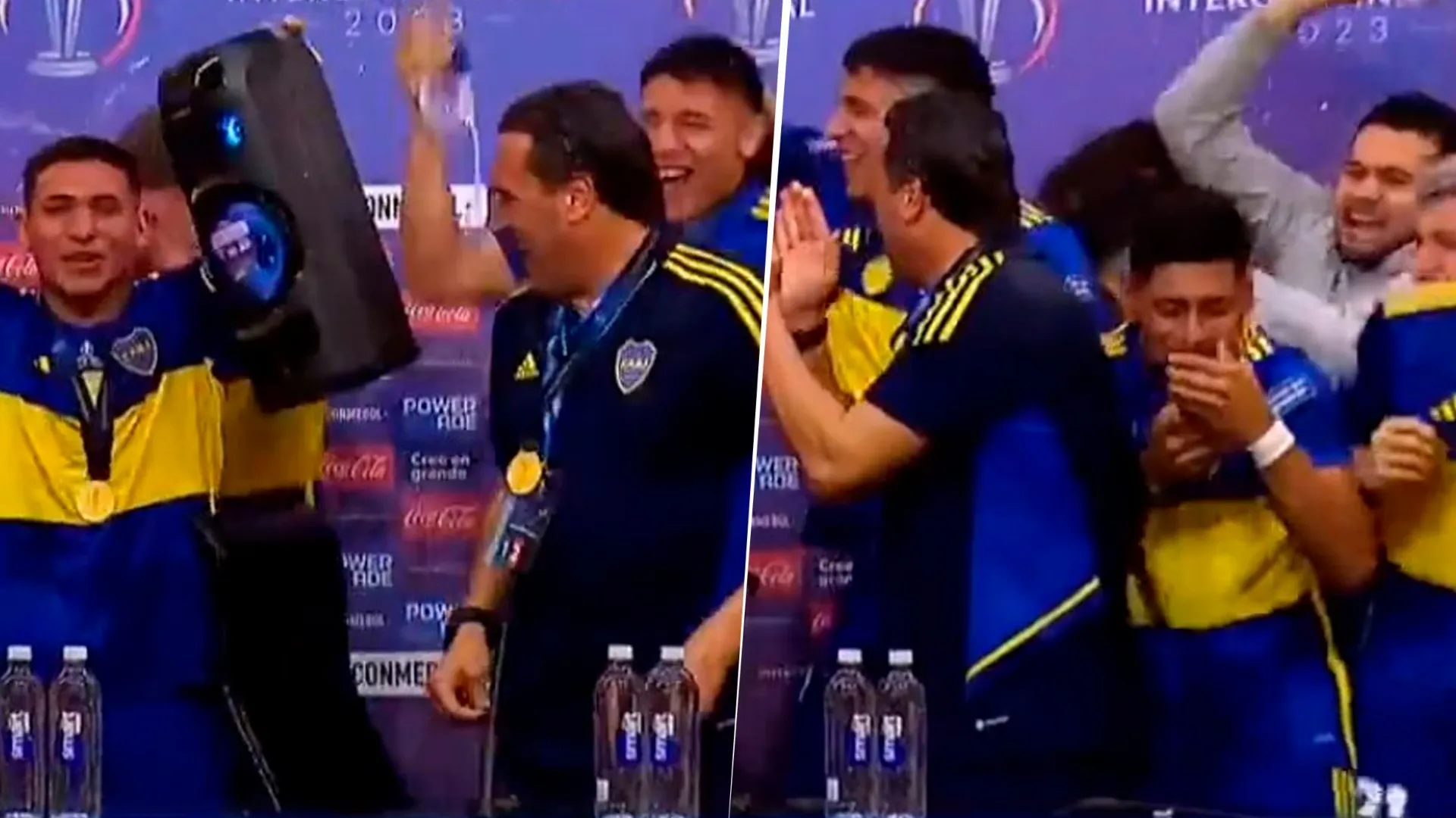 VIDEO | Los campeones del Boca Sub 20 invadieron la conferencia del DT