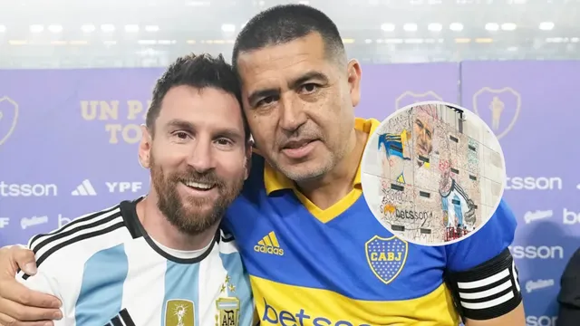Con Riquelme y Messi: cómo es el mural gigante que se está pintando cerca de La Bombonera
