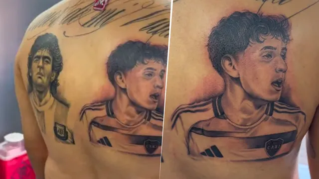 Un mexicano se tatuó a Maradona y Aranda en su espalda.