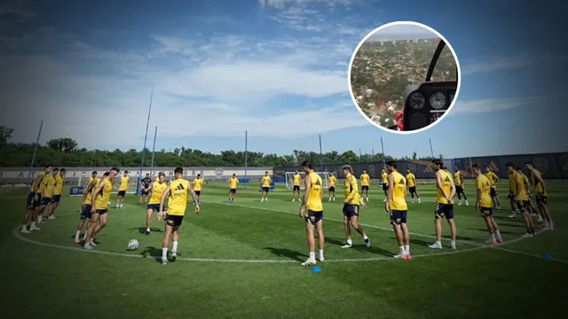 Llegó en helicóptero: Cavani se sumó a la pretemporada de Boca de una manera inusual
