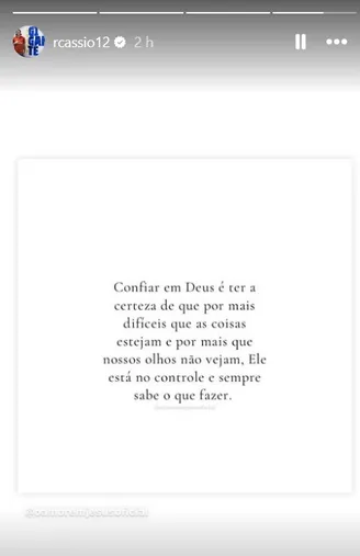 El mensaje de Cassio en sus historias.