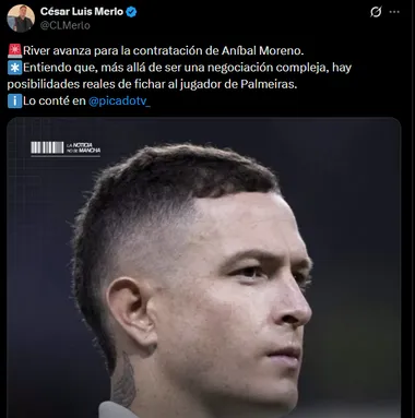 River avanza por Aníbal Moreno. (Captura)