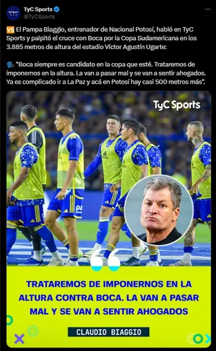 El mensaje del Pampa Biaggio. (Captura)