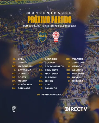 La lista de convocados vs. Huracán. (Boca Oficial)