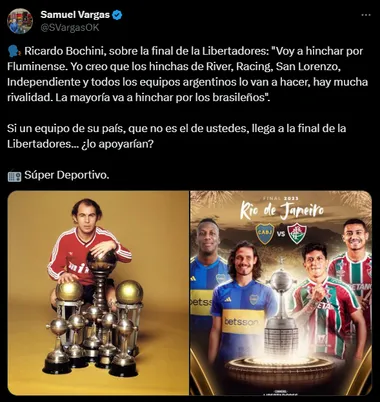 La opinión de Ricardo Bochini sobre la final de la Copa Libertadores. (Captura)